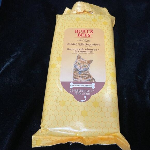 2 Burt’s Bees pks Dander Reducing Wipes 50 Colloidal Oat Flour & Aloe Vera Cats - Picture 5 of 7